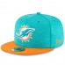 Men's Miami Dolphins New Era Aqua/Orange 2018 NFL Sideline Home Official 59FIFTY Fitted Hat 3058352